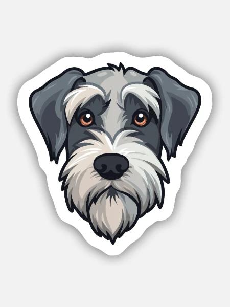 Mittelschnauzer Hunderasse Cartoon Kawaii Illustrat - Sticker Größe S (10 x 10 cm) - Mattweiß