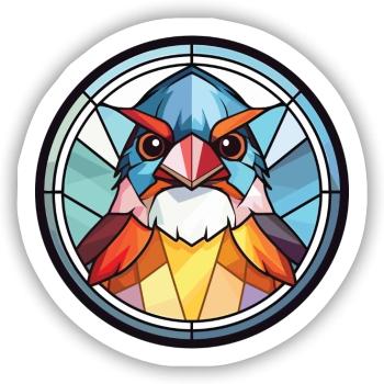 Spatz Bunte Aquarell-Tierillustration - Sticker Größe S (10 x 10 cm) - Mattweiß - Vorne