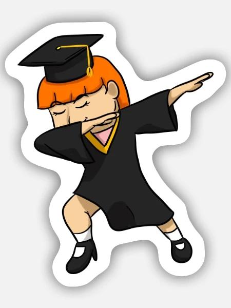 Graduation Girl - Sticker Größe S (10 x 10 cm) - Mattweiß