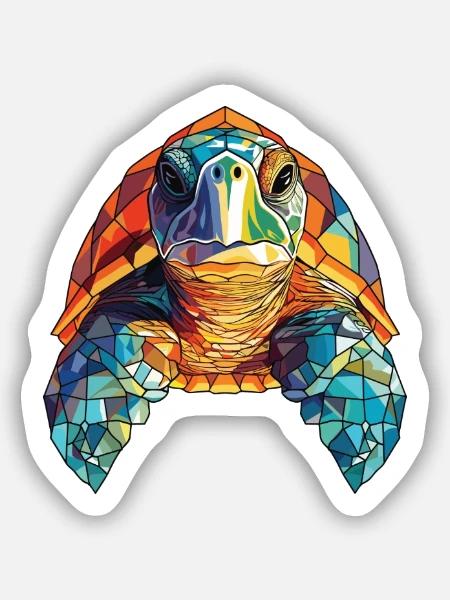 Meeresschildkröte bunte Aquarell-Tier-Illustration - Sticker Größe S (10 x 10 cm) - Mattweiß