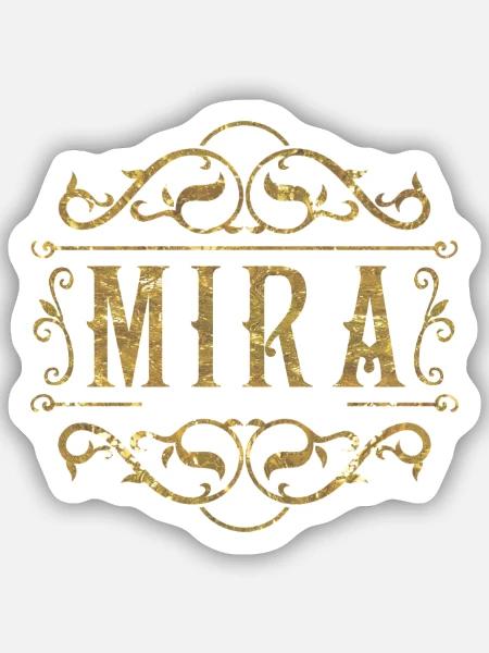 Mira gold - Sticker Größe S (10 x 10 cm) - Mattweiß