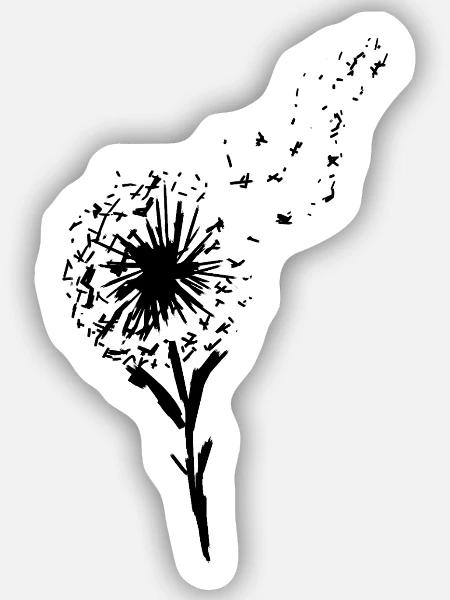 Pusteblume Löwenzahn mit fliegenden Samen - Sticker Größe S (10 x 10 cm) - Mattweiß