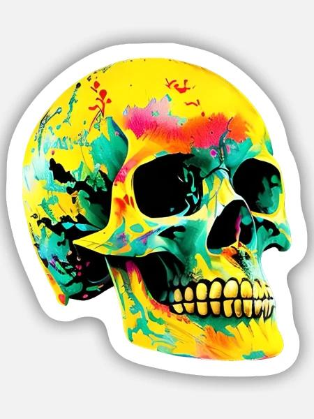 Totenkopf - Sticker Größe S (10 x 10 cm) - Mattweiß