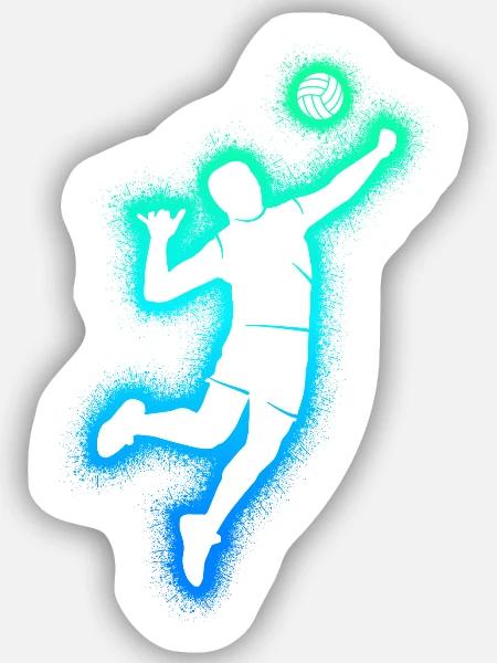 Volleyball Spieler Jungen Männer Volleyballer - Sticker Größe S (10 x 10 cm) - Mattweiß