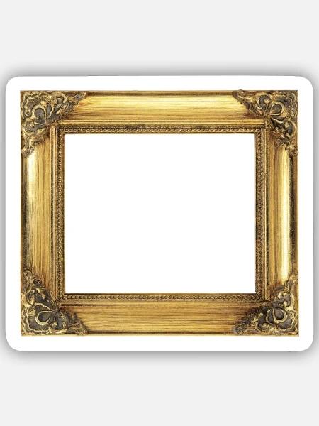 Goldener Bilderrahmen - Sticker Größe S (10 x 10 cm) - Mattweiß