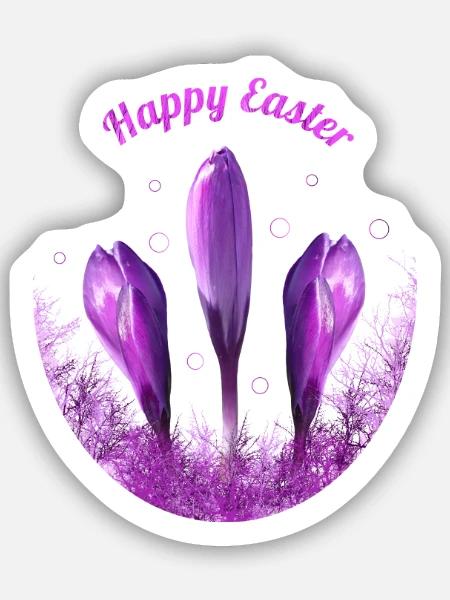 Krokusse Frohe Ostern - Sticker Größe S (10 x 10 cm) - Mattweiß
