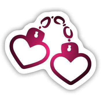 Handschelle Herz - Sticker Größe S (10 x 10 cm) - Mattweiß - Vorne