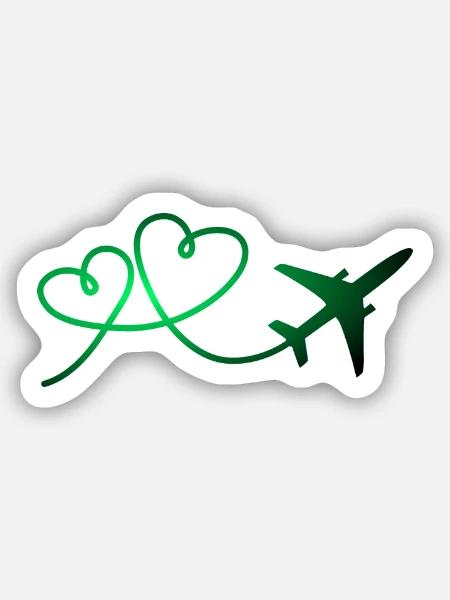 Flugzeug Flieger mit Herz - Sticker Größe S (10 x 10 cm) - Mattweiß