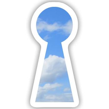 schlüsselloch himmel - Sticker Größe S (10 x 10 cm) - Mattweiß - Vorne