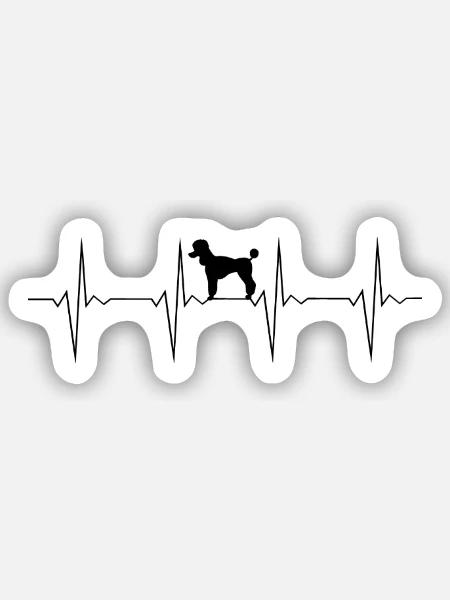 Herzschlag Pudel - EKG Linie mit Hund - Sticker Größe S (10 x 10 cm) - Mattweiß