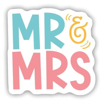 Mr & Mrs Hochzeit - Sticker Größe S (10 x 10 cm) - Mattweiß - Vorne