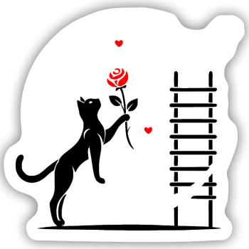 Katzen - Romeo und Julia - Sticker Größe S (10 x 10 cm) - Mattweiß - Vorne