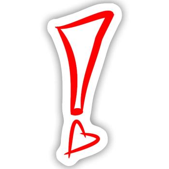 Ausrufezeichen mit Herz Rot - Sticker Größe S (10 x 10 cm) - Mattweiß - Vorne