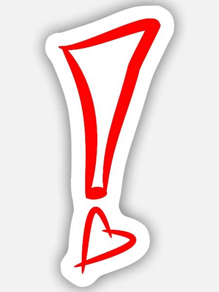 Ausrufezeichen mit Herz Rot - Sticker Größe S (10 x 10 cm) - Mattweiß