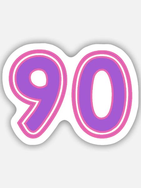 90. 90 ANS. 90e ANNIVERSAIRE. ANNIVERSAIRE 90 ANS. - Sticker taille S (10 x 10 cm) - blanc mat