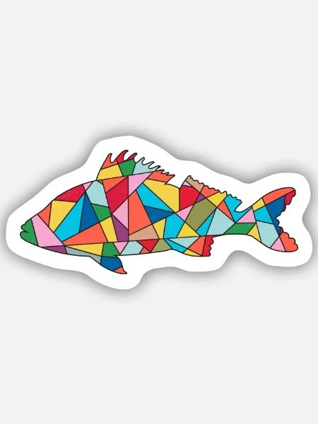 Barsch Angler Design Barschangeln Barsche Angeln - Sticker Größe S (10 x 10 cm) - Mattweiß