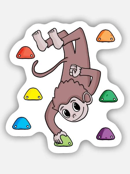 Singe sur le mur d'escalade - escalade - cadeau - Sticker taille S (10 x 10 cm) - blanc mat