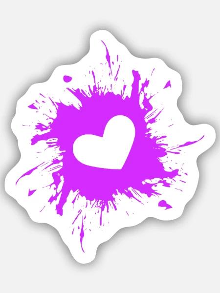 Herz Fleck Tinte Lila - Sticker Größe S (10 x 10 cm) - Mattweiß