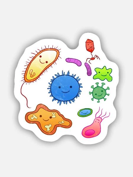 Mikroorganismus Mikrobiologie Mikrobiologe Bio - Sticker Größe S (10 x 10 cm) - Mattweiß