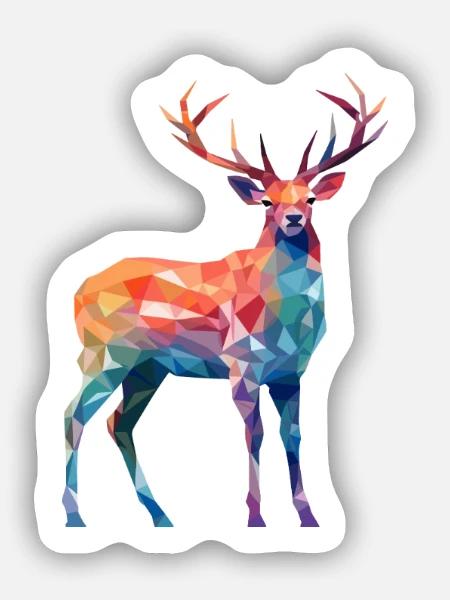 Hirsch buntes Aquarell Cartoon Kawaii Tier - Sticker Größe S (10 x 10 cm) - Mattweiß