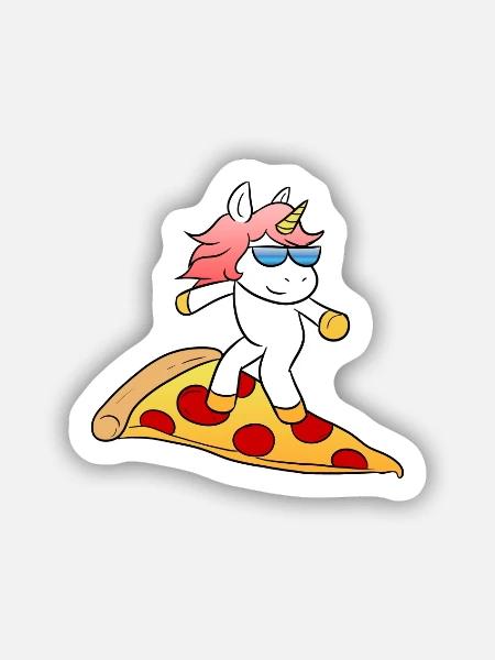Pizza Unicorn - Sticker Größe S (10 x 10 cm) - Mattweiß
