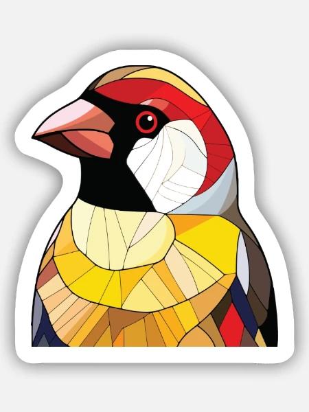 Stieglitz Buntes Aquarell Tier Illustration - Sticker Größe S (10 x 10 cm) - Mattweiß