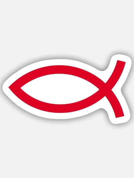 Jesusfisch rot Ichthys Jesus Fisch - Sticker Größe S (10 x 10 cm) - Mattweiß