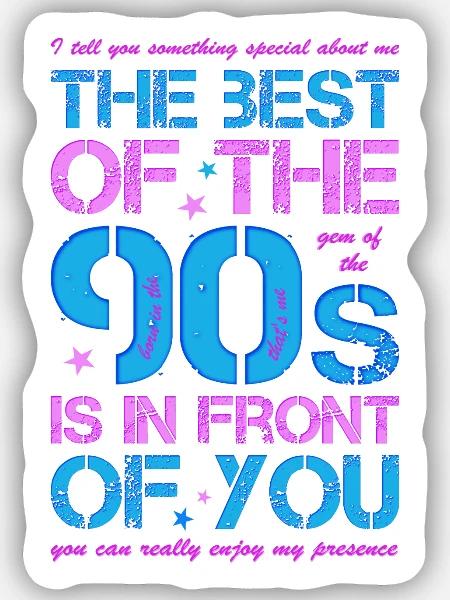 90er 90s Neunziger Jahre best of 90s - Sticker Größe S (10 x 10 cm) - Mattweiß