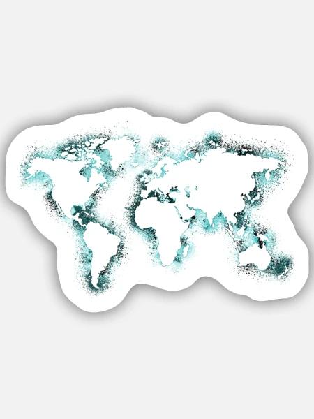 Weltkarte - Sticker Größe S (10 x 10 cm) - Mattweiß