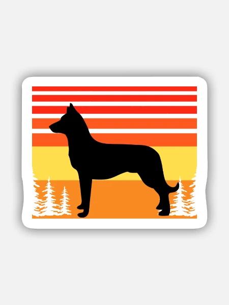 Beauceron Hundeliebhaber Silhouette Vintage Sonnenuntergang - Sticker Größe S (10 x 10 cm) - Mattweiß