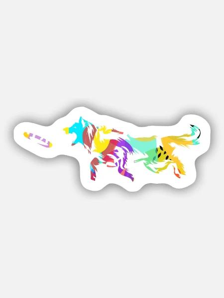 Rasender Discdogging Hundesportler - Sticker Größe S (10 x 10 cm) - Mattweiß