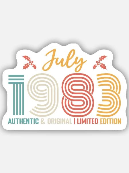 Juli 1983 Geburtstag Juli 1983 Juli - Sticker Größe S (10 x 10 cm) - Mattweiß
