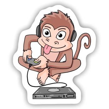Affe spielt Videospiele - Sticker Größe S (10 x 10 cm) - Mattweiß - Vorne