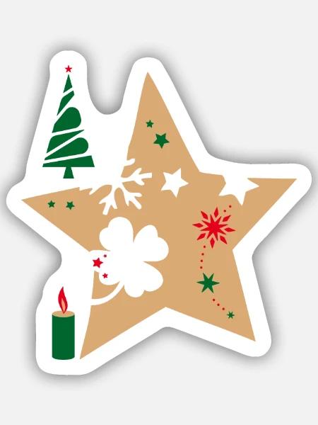 Weihnachtstern Tannenbaum - Sticker Größe S (10 x 10 cm) - Mattweiß
