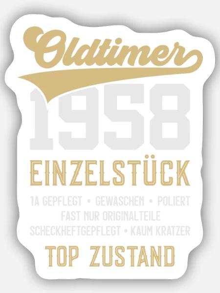 68. GEBURTSTAG OLDTIMER 1958 - Sticker Größe S (10 x 10 cm) - Mattweiß