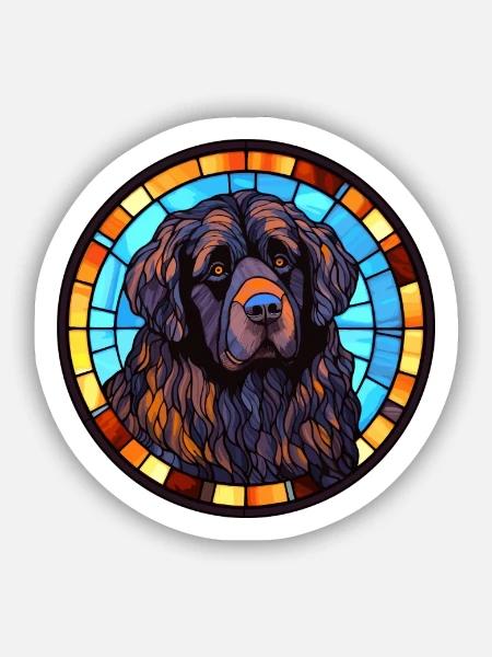 Neufundländer Hunderasse Buntes Glas Buntes Wate - Sticker Größe S (10 x 10 cm) - Mattweiß