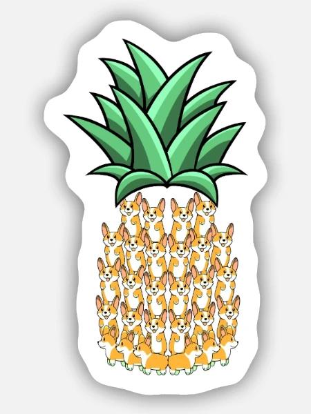 Ananas - Sticker Größe S (10 x 10 cm) - Mattweiß