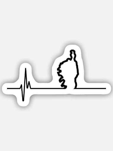 J'aime la corse, je suis corse - Sticker taille S (10 x 10 cm) - blanc mat