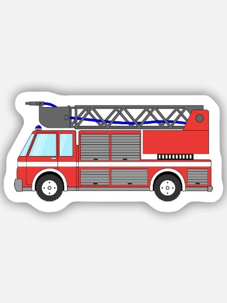 Feuerwehrauto Feuerwehrfahrzeug - Sticker Größe S (10 x 10 cm) - Mattweiß