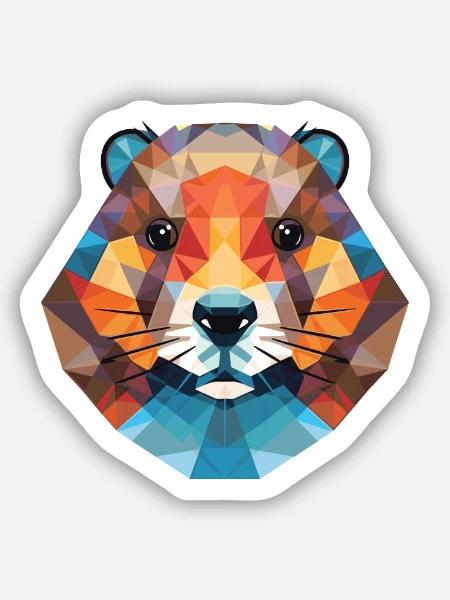 Murmeltier Bunte Aquarell-Tierillustration - Sticker Größe S (10 x 10 cm) - Mattweiß