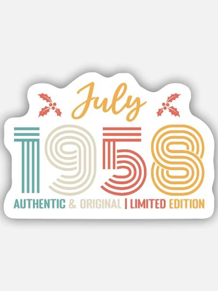 Juli 1958 Juli Geburtstag Juli 1958 - Sticker Größe S (10 x 10 cm) - Mattweiß