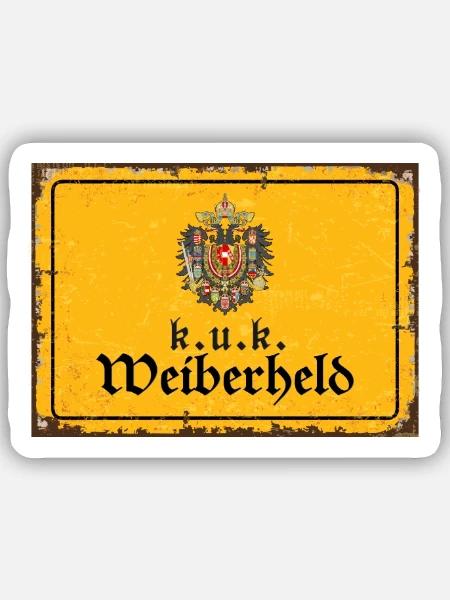 Vintage Österreich k.u.k. Weiberheld - Sticker Größe S (10 x 10 cm) - Mattweiß
