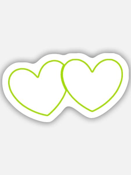2 grüne Herzen Herz grün Geschenk - Sticker Größe S (10 x 10 cm) - Mattweiß