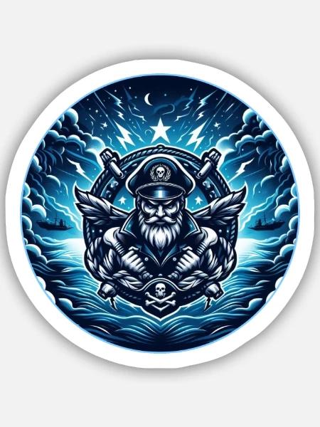 Kapitän im Sturm Logo - Sticker Größe S (10 x 10 cm) - Mattweiß