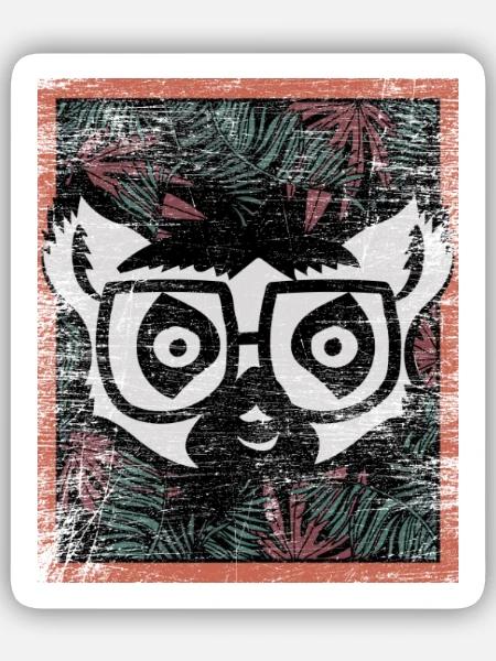 Kletterfreudiger Lemur Regenwald - Sticker Größe S (10 x 10 cm) - Mattweiß