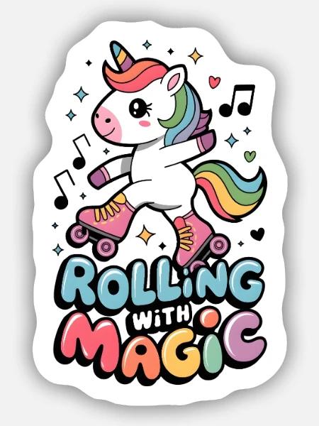 Rouler avec magie - Sticker taille S (10 x 10 cm) - blanc mat
