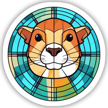 Gopher bunte Aquarell-Tier-Haustier-Illustration - Sticker Größe S (10 x 10 cm) - Mattweiß - Vorne