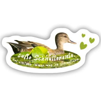 Schnatterente schnattern Quasselstrippe - Sticker Größe S (10 x 10 cm) - Mattweiß - Vorne
