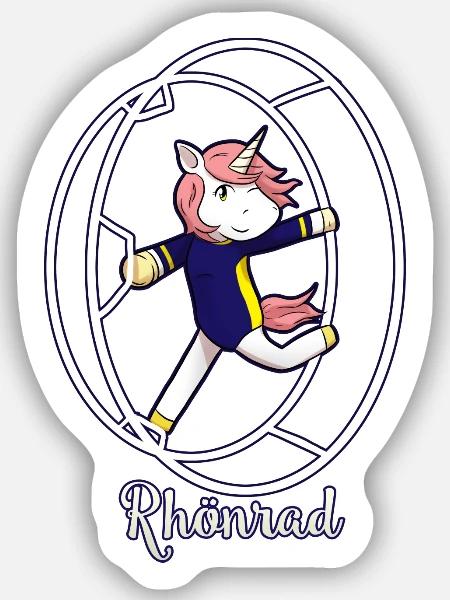 Rhönrad Rhönradturnen Rhönradturnerin Einhorn - Sticker Größe S (10 x 10 cm) - Mattweiß