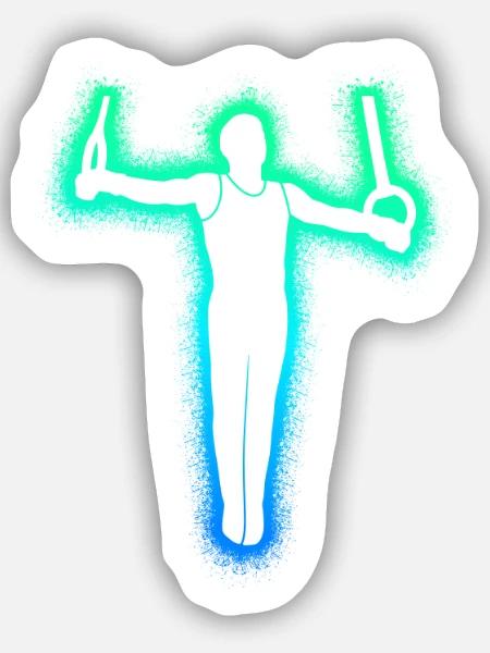 Turner Gymnastik Ringeturnen Herren Jungen Turnen - Sticker Größe S (10 x 10 cm) - Mattweiß